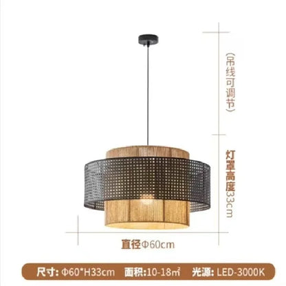 Hempora Wabi-Sabi Hanglamp – Handgemaakt van Henneptouw & Rotan