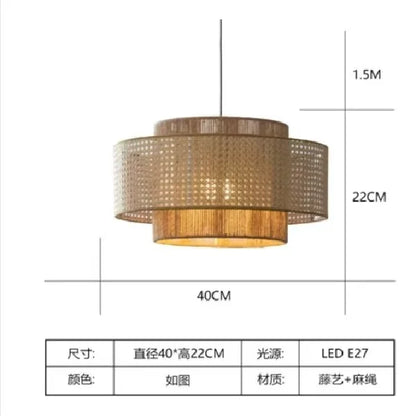 Hempora Wabi-Sabi Hanglamp – Handgemaakt van Henneptouw & Rotan