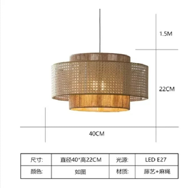 Hempora Wabi-Sabi Hanglamp – Handgemaakt van Henneptouw & Rotan