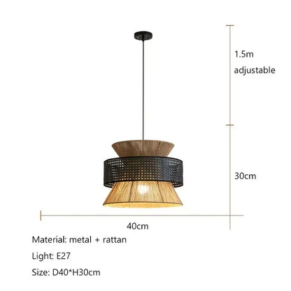 Hempora Wabi-Sabi Hanglamp – Handgemaakt van Henneptouw & Rotan