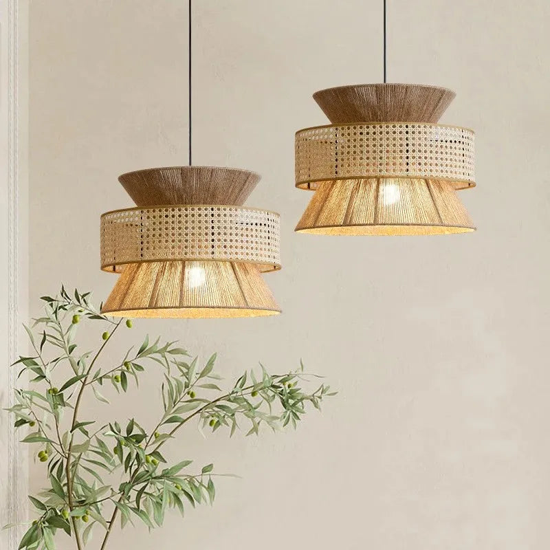 Hempora Wabi-Sabi Hanglamp – Handgemaakt van Henneptouw & Rotan