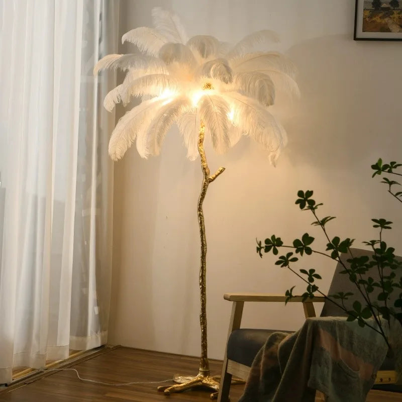 Merovia™ Luxe Struisvogel Veren Vloerlamp
