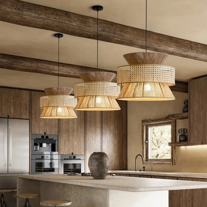 Hempora Wabi-Sabi Hanglamp – Handgemaakt van Henneptouw & Rotan