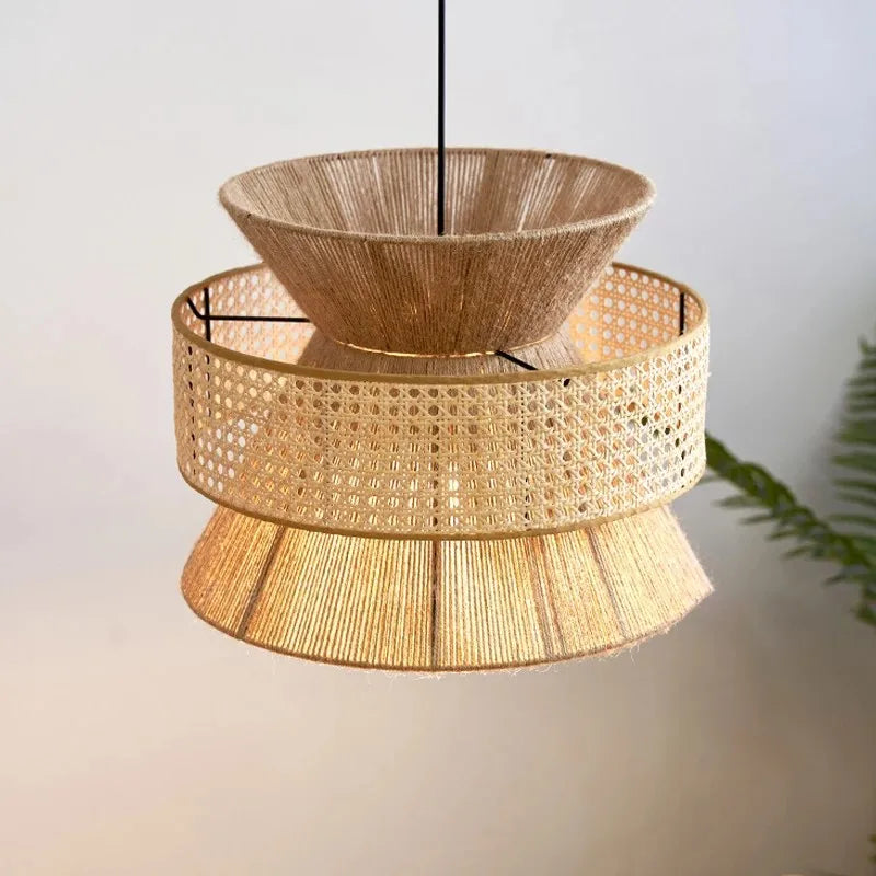 Hempora Wabi-Sabi Hanglamp – Handgemaakt van Henneptouw & Rotan