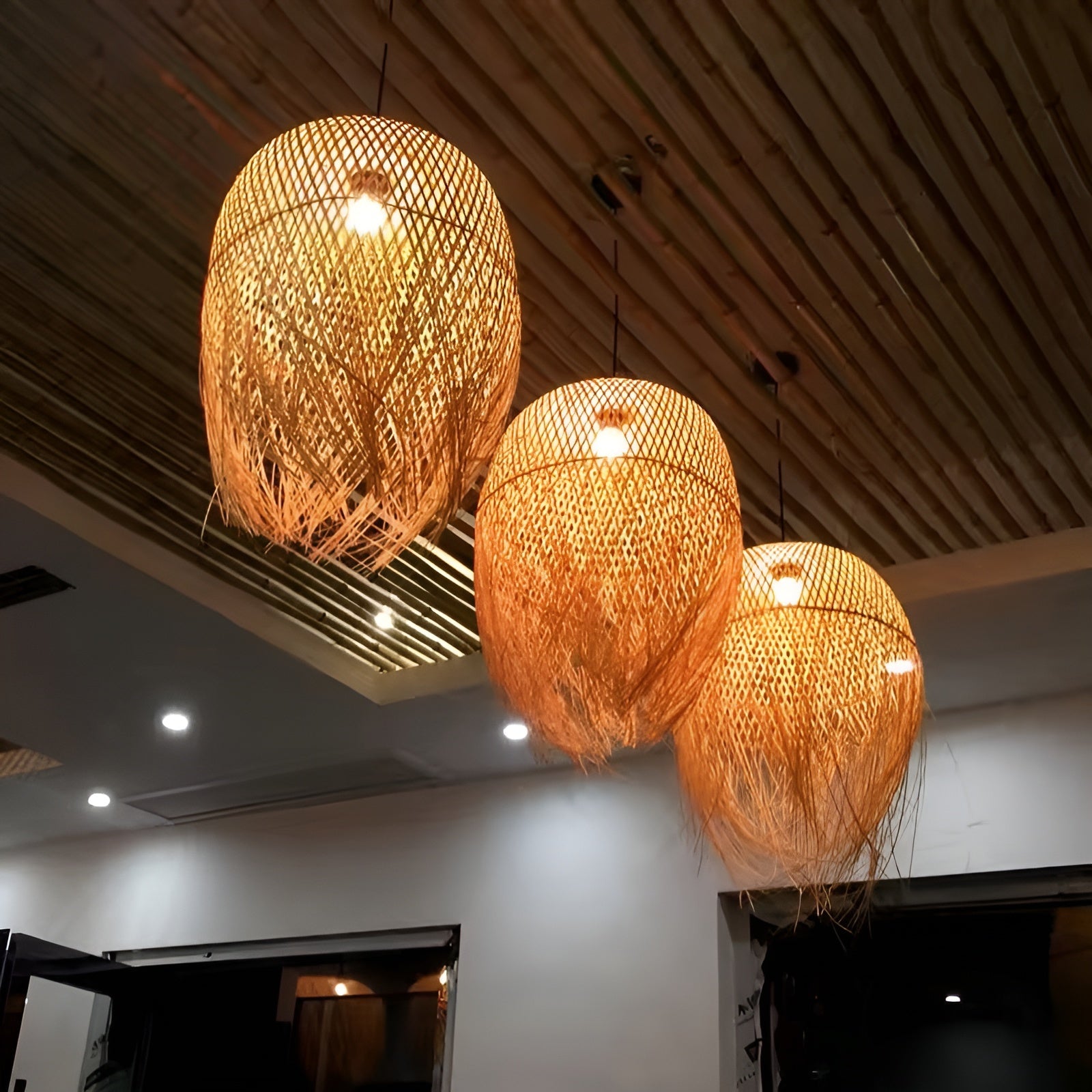 BambuWeave Hanglamp – Handgemaakt van Natuurlijk Bamboe & Rotan