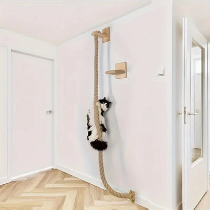 PurrTrail™ Katten Klimtouw & Plank Set – 2-Delige Wandmontage Krab- en Klimboom