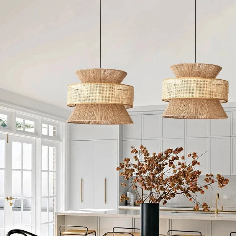 Hempora Wabi-Sabi Hanglamp – Handgemaakt van Henneptouw & Rotan
