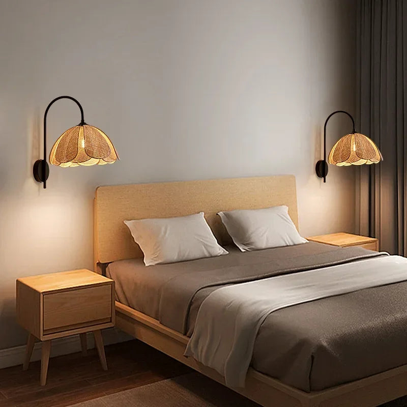 Zeyara™ Japanse Rotan Bloemblaadje Wandlamp