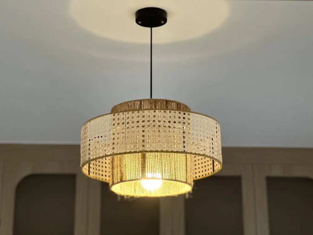 Hempora Wabi-Sabi Hanglamp – Handgemaakt van Henneptouw & Rotan