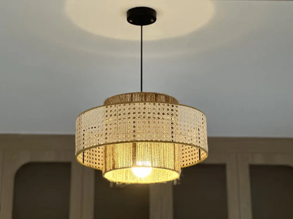Hempora Wabi-Sabi Hanglamp – Handgemaakt van Henneptouw & Rotan