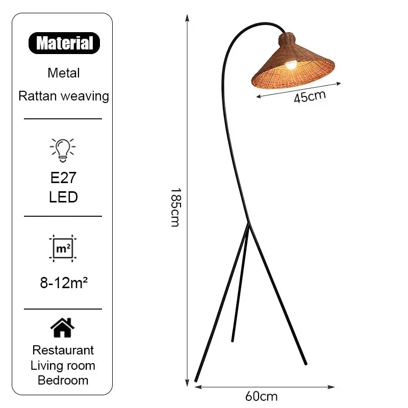Elyra™ Minimalistische Rotan Vloerlamp