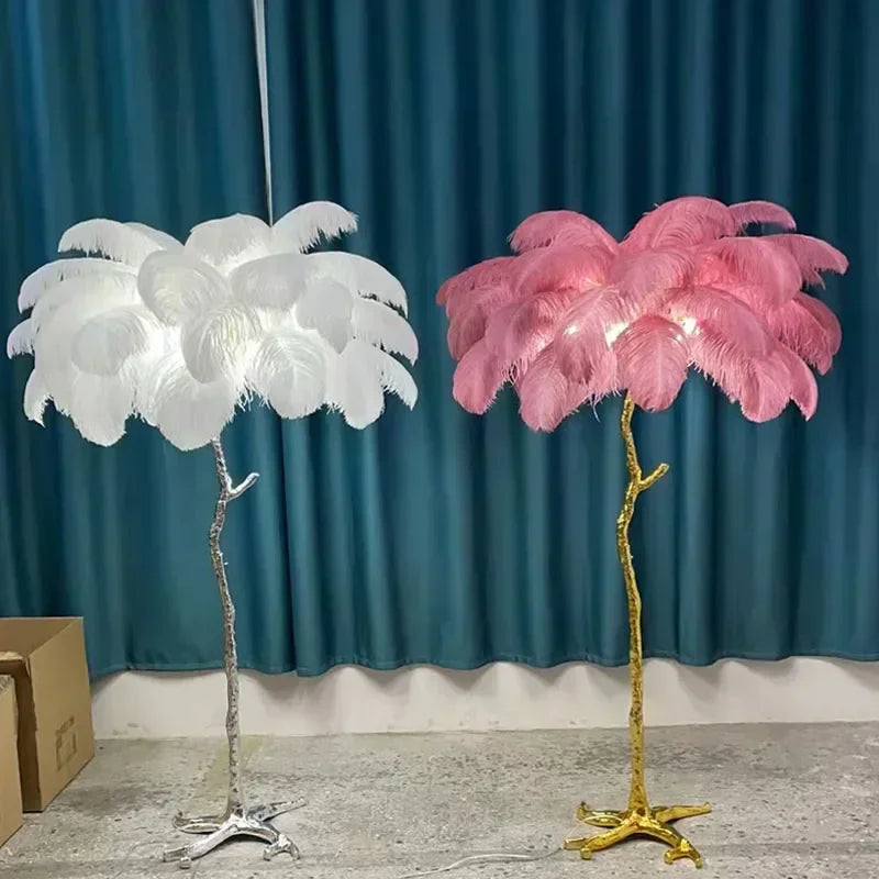 Merovia™ Luxe Struisvogel Veren Vloerlamp