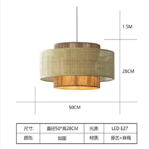 Hempora Wabi-Sabi Hanglamp – Handgemaakt van Henneptouw & Rotan