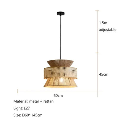 Hempora Wabi-Sabi Hanglamp – Handgemaakt van Henneptouw & Rotan