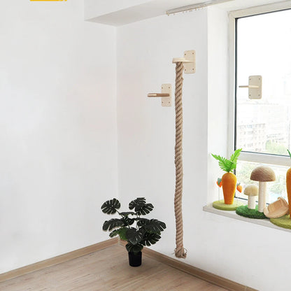 PurrTrail™ Katten Klimtouw & Plank Set – 2-Delige Wandmontage Krab- en Klimboom