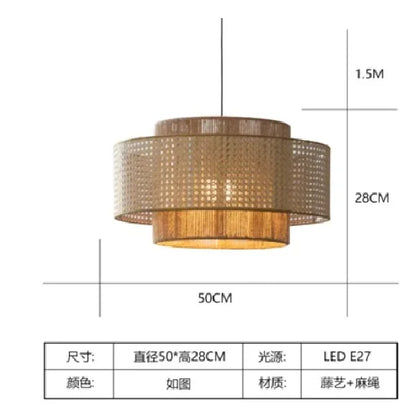 Hempora Wabi-Sabi Hanglamp – Handgemaakt van Henneptouw & Rotan
