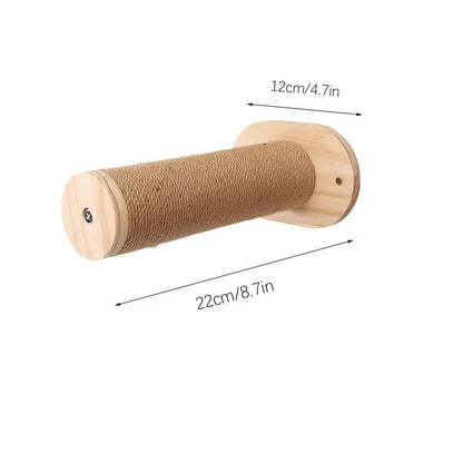 ClawLounge™ Kattenplank & Muurhangmat – Massief Hout & Sisaltouw Klimtreden voor Binnenkatten
