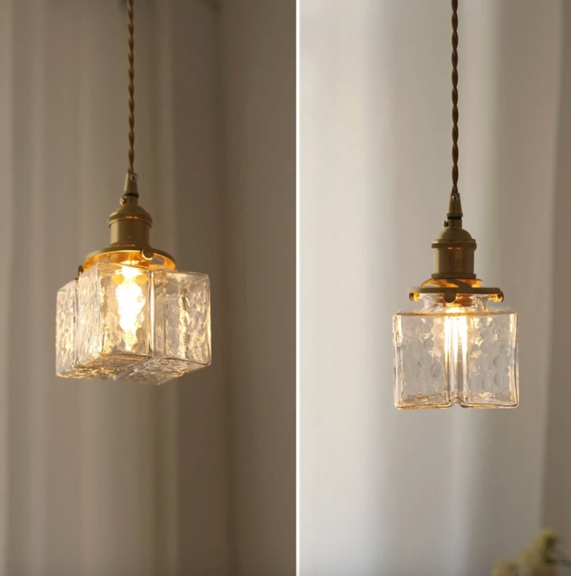 Hanglamp van glas met gouden snoer – Bonq