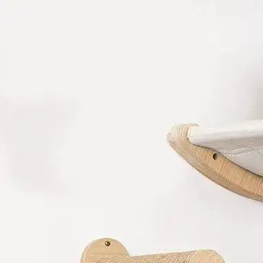 ClawLounge™ Kattenplank & Muurhangmat – Massief Hout & Sisaltouw Klimtreden voor Binnenkatten