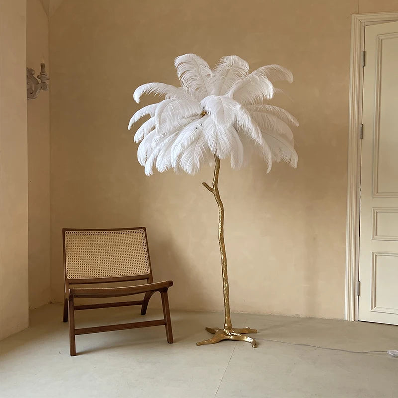 Merovia™ Luxe Struisvogel Veren Vloerlamp