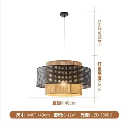 Hempora Wabi-Sabi Hanglamp – Handgemaakt van Henneptouw & Rotan