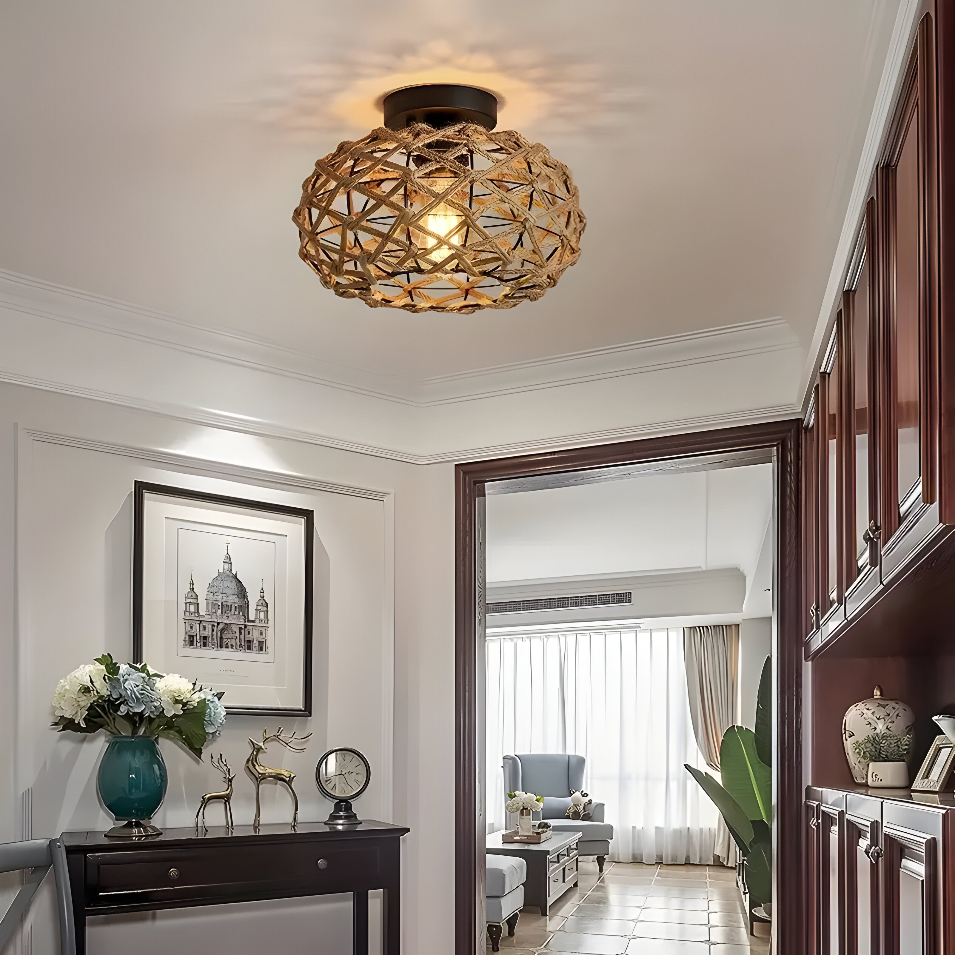 Maris Weave Plafondlamp – Boho Elegantie met Natuurlijk Touw