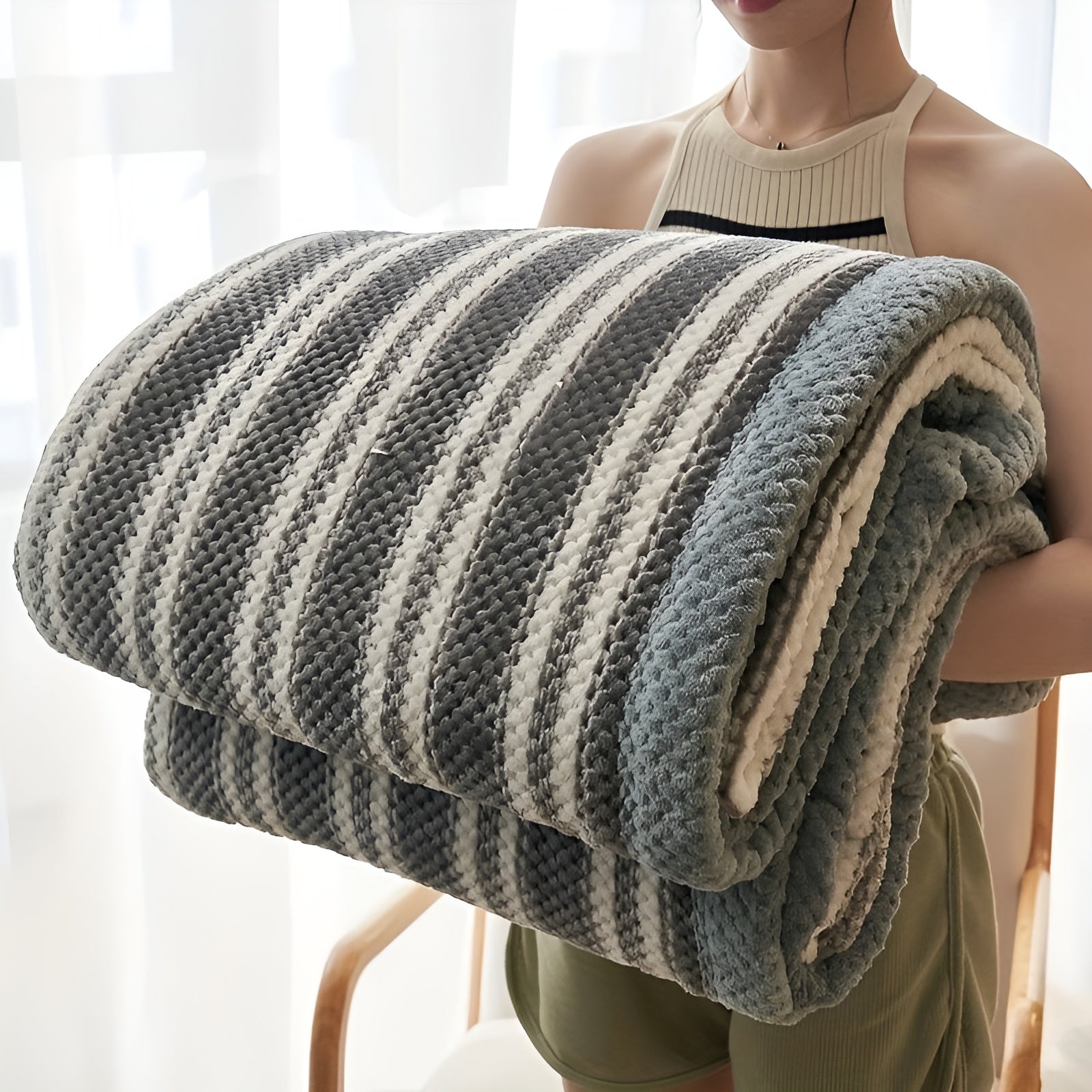 Velouris Plaid – Luxe Chenille Fleece deken met Klassiek Ruitpatroon