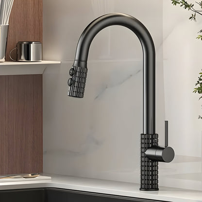 AureaArc – Antiek Messing Keukenmengkraan met Uittrekbare Sproeikop