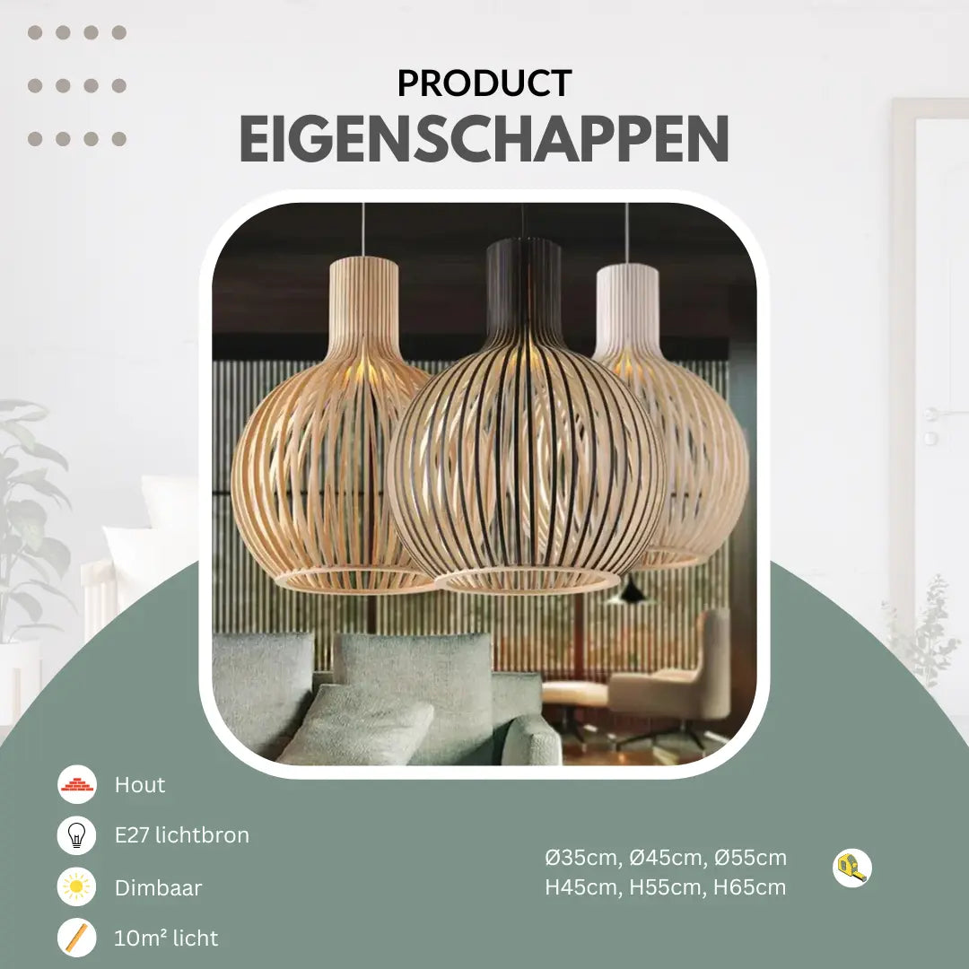 Fayrèn – Houten Hanglamp met Natuurlijke Uitstraling