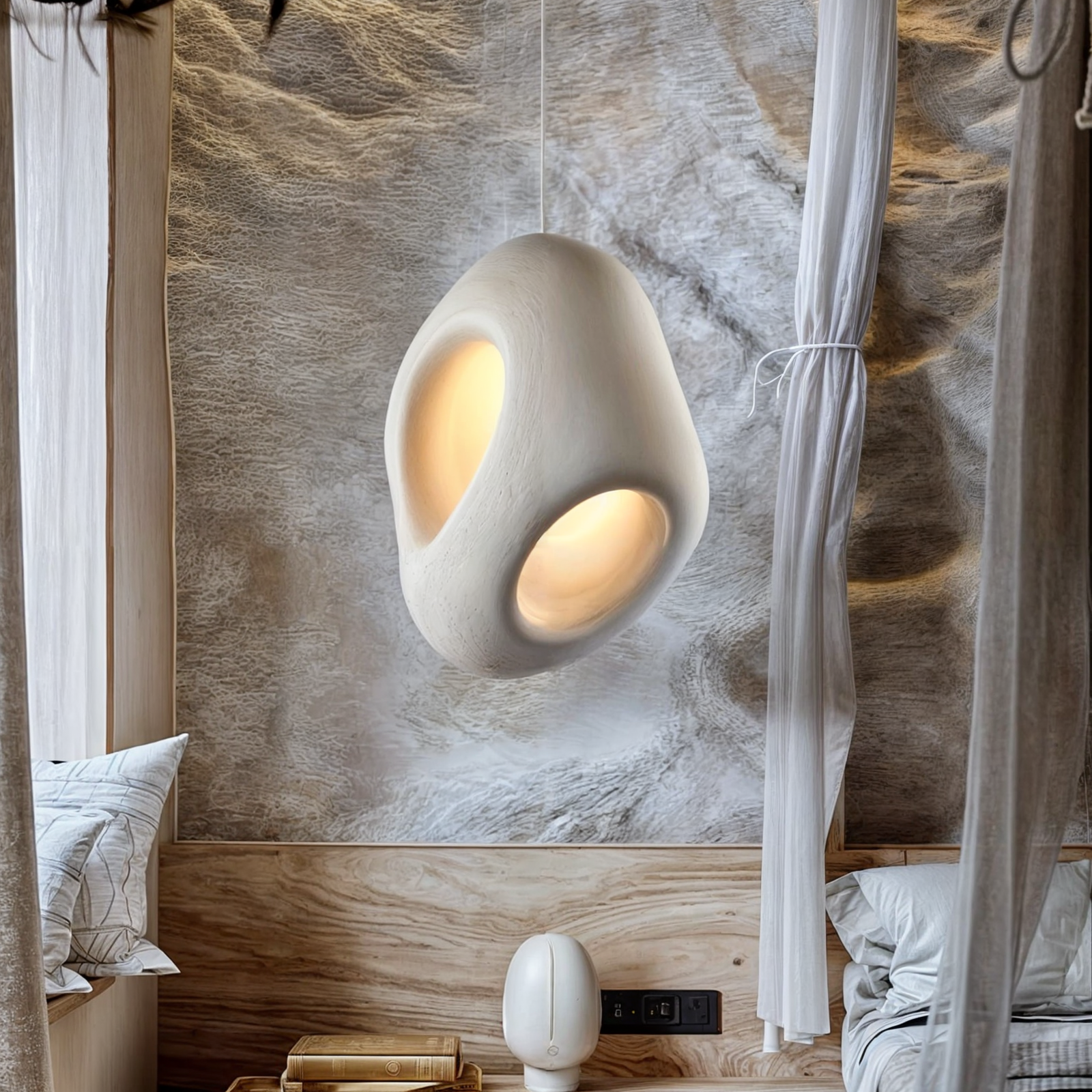 Solara – Minimalistische Tafellamp met Organisch Sculpturaal Design