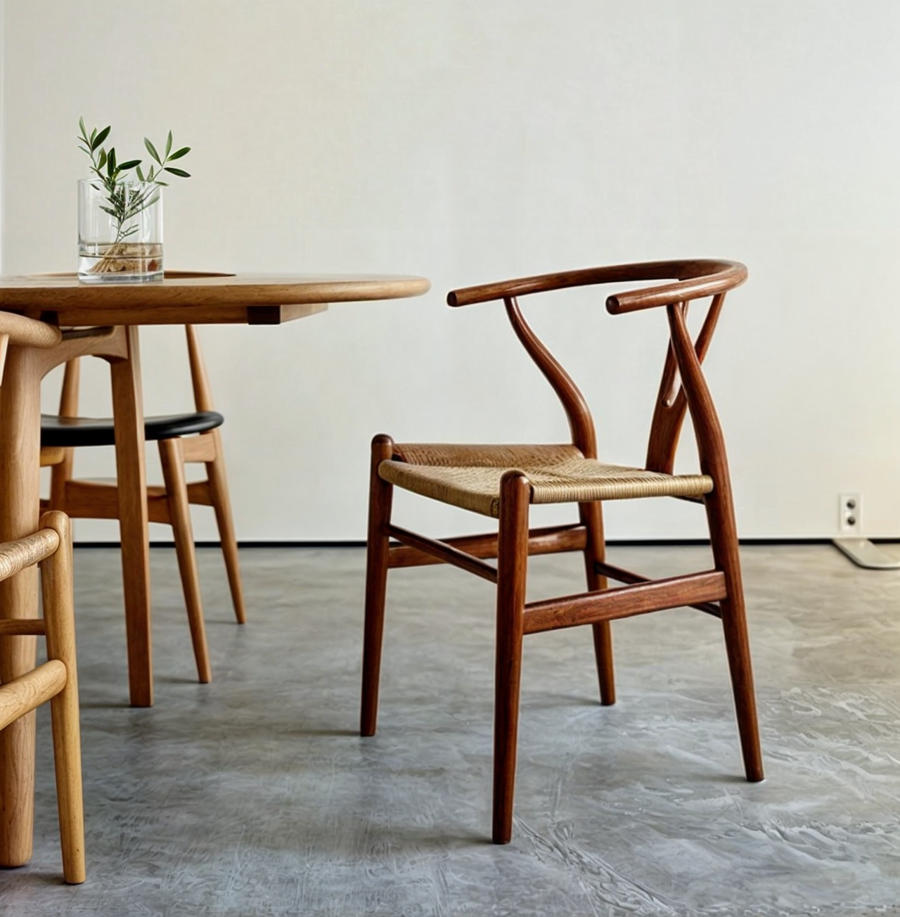 Chaville Chair – Klassieke Houten Stoel met Y-Rugleuning en Rotan Zitting