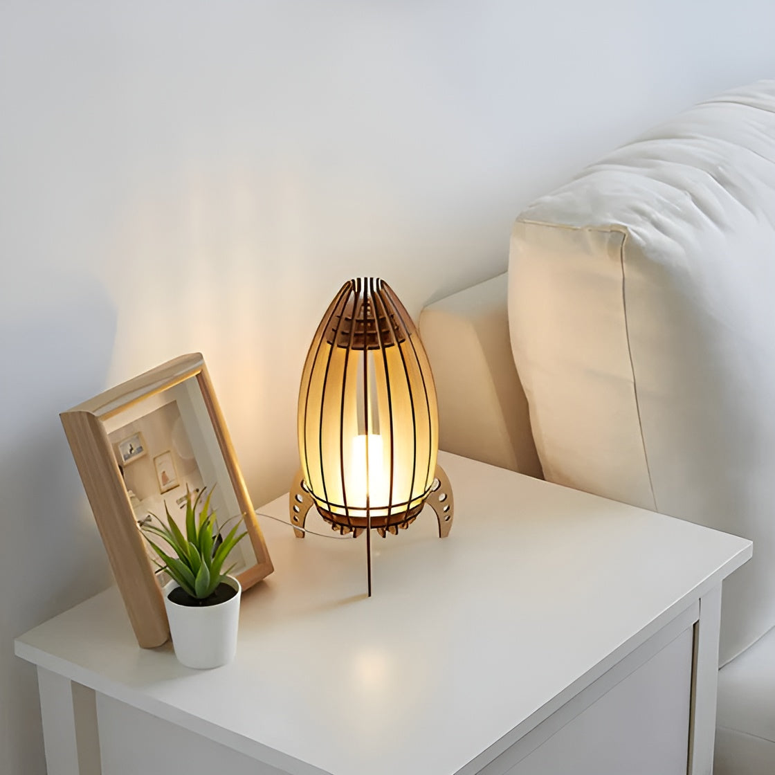 RocketWood – Houten Nachtlamp in Raketten-Design