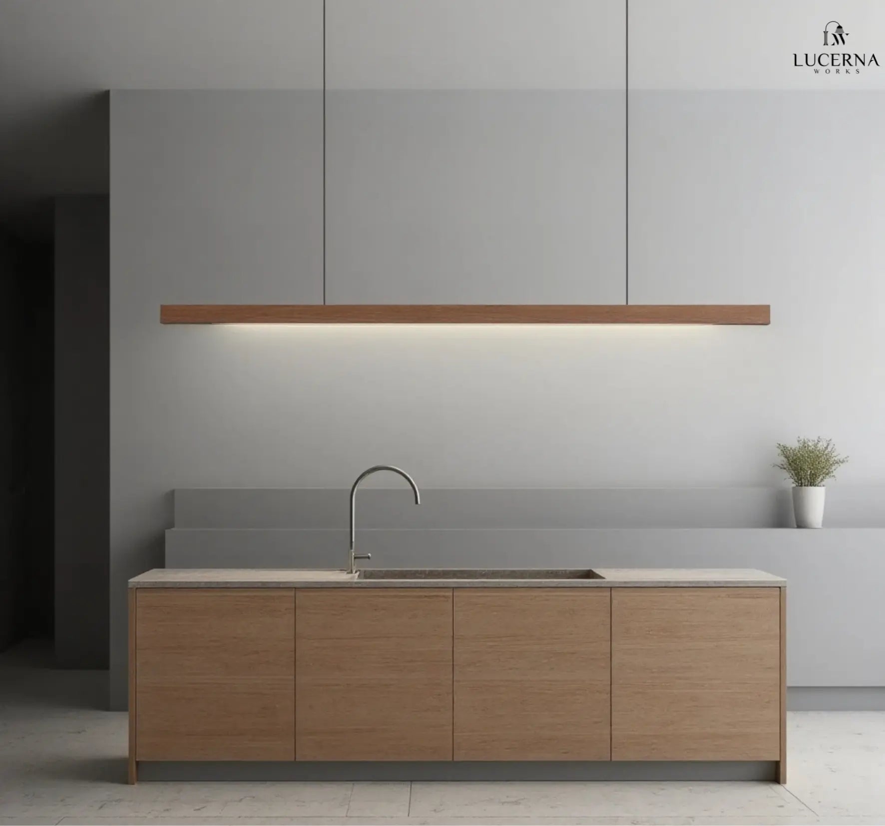 Glødra – Langwerpige Houten Hanglamp met Minimalistische Uitstraling