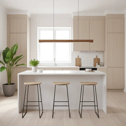 Glødra – Langwerpige Houten Hanglamp met Minimalistische Uitstraling