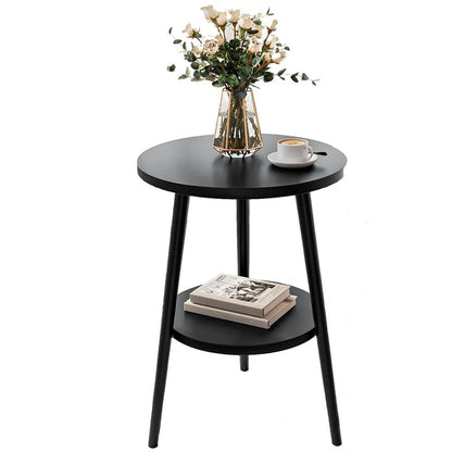 Duo Glide Bijzettafel – Rond 2-laags Design met Glas & Metaal