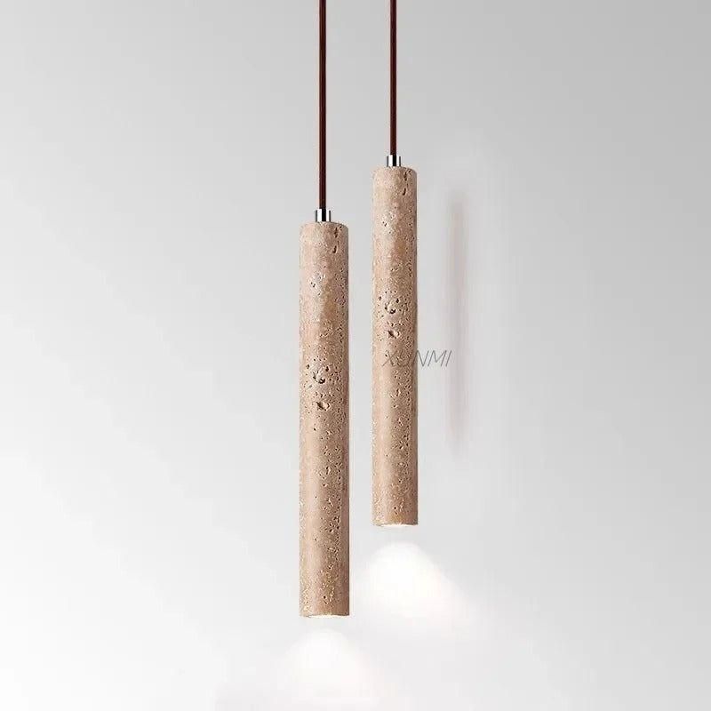 Radiance - Minimalistische Langlinien Travertin Wabi-Sabi Stil LED Kronleuchter Lichter