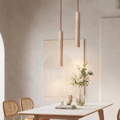 Radiance - Minimalistische Langlinien Travertin Wabi-Sabi Stil LED Kronleuchter Lichter