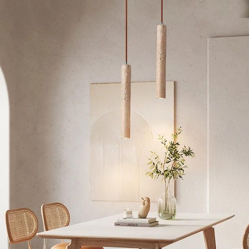 Radiance - Minimalistische Langlinien Travertin Wabi-Sabi Stil LED Kronleuchter Lichter