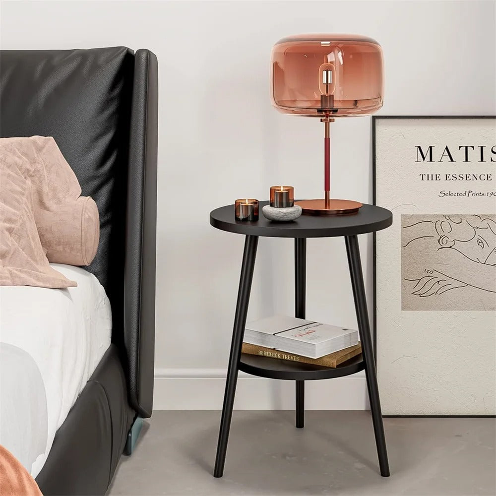 Duo Glide Bijzettafel – Rond 2-laags Design met Glas & Metaal