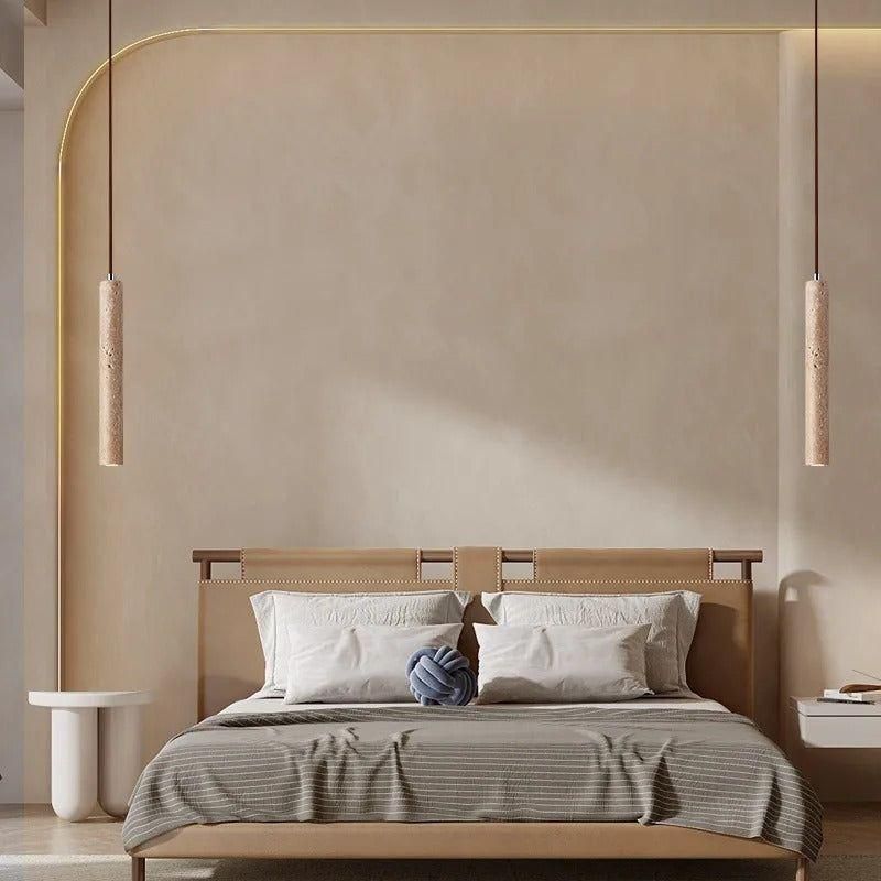Radiance - Minimalistische Langlinien Travertin Wabi-Sabi Stil LED Kronleuchter Lichter