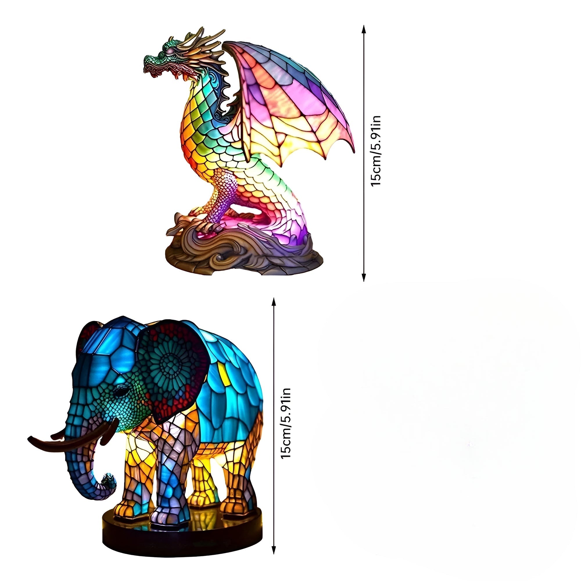 MystiLight – Tafellamp met Dierenmotief (Draak of Olifant)