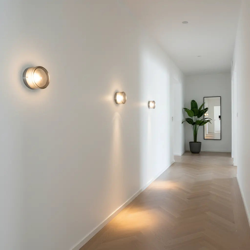 Ronde wandlamp van aluminium en glas met ingebouwde LED – Bonq