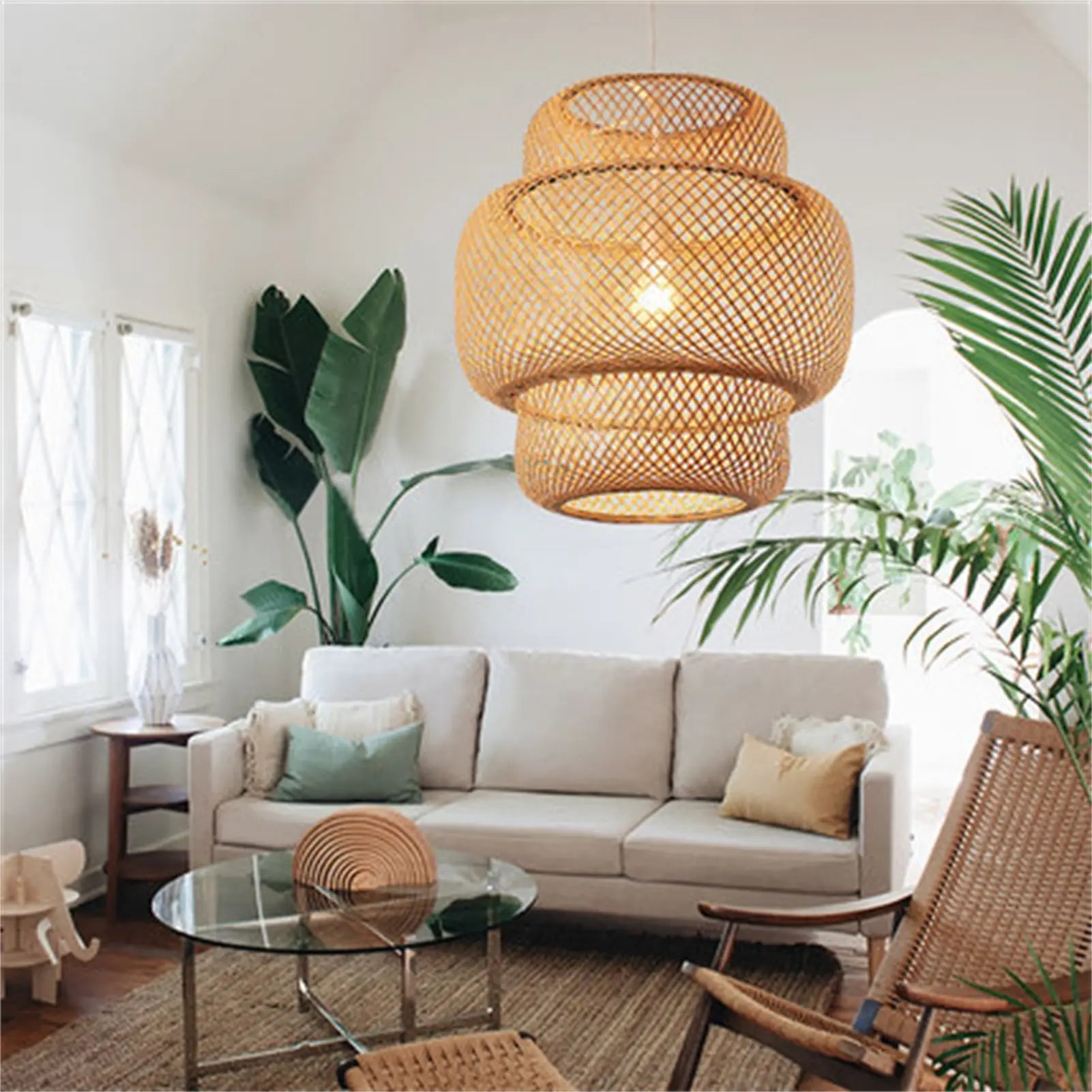 Rieten hanglamp – Natuurlijke elegantie met warme sfeerverlichting